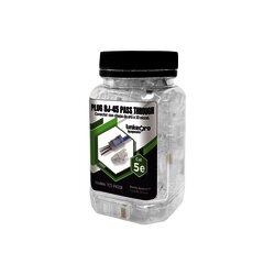 Bote con 50 Plugs Pass through RJ45 Cat5e sin blindaje, con alivio de tensión incluido, chapado de oro a 30 micras para durabilidad extrema