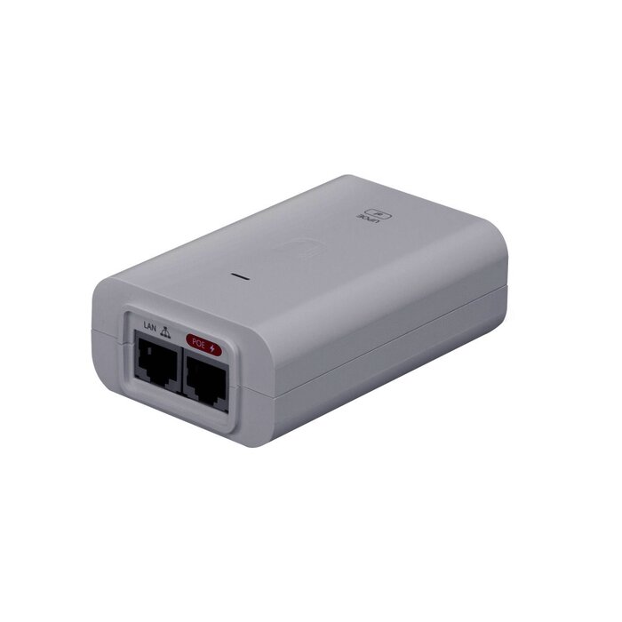Adaptador PoE Ubiquiti 802.3af (48 VDC, 0.32 A) puerto Gigabit, ideal para equipos UniFi