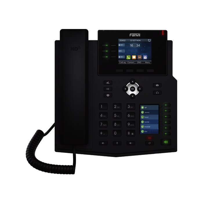 Teléfono IP Empresarial con Estándares Europeos, 12 lineas SIP con pantalla a color, 30 teclas DSS/BLF, puertos Gigabit, IPv6, Opus y conferencia de 3 vías, PoE/DC (incluye fuente).