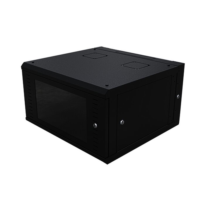 Gabinete Abatible de Pared (Con Marco Trasero) con Rack 19" de 6 Unidades. Ventana de Cristal Templado.