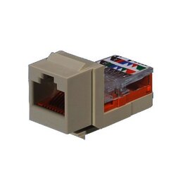 Conector Jack Estilo Leadframe, Tipo Keystone, Categoría 5e, de 8 posiciones y 8 cables, Color Blanco mate