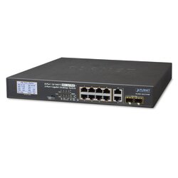 Switch PoE+ / distancia 250 metros / 8 puertos + 2 combo TP/SFP gigabit y pantalla LCD para monitoreo