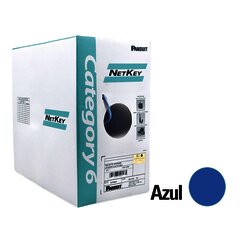 Bobina de Cable UTP 305 m. de Cobre, NetKey, Azul, Categoría 6 (24 AWG), 1000Mbps, Riser (CMR), de 4 pares