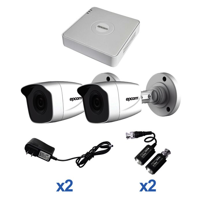 KIT TurboHD 720p / DVR 4 Canales / 2 Cámaras Bala (interior - exterior 2.8 mm) / Hik-Connect