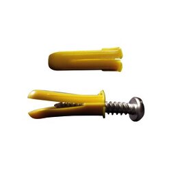 Paquete de 20 taquetes amarillo 1" y 20 tornillos 8mm x 1"