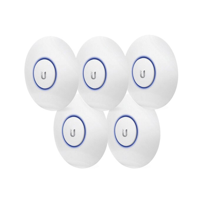 Paquete de 5 Access Point UniFi, doble banda 802.11ac, MIMO 2X2, soporta 100 clientes, hasta 867 Mbps, para interior, PoE 802.3af.