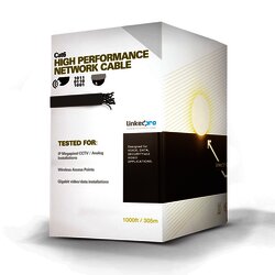 Bobina de cable UTP Cat6A de 305 mts, Color Azul, CM, soporta 10G-BaseT para transmisión de frecuencias de hasta 500MHz, UL