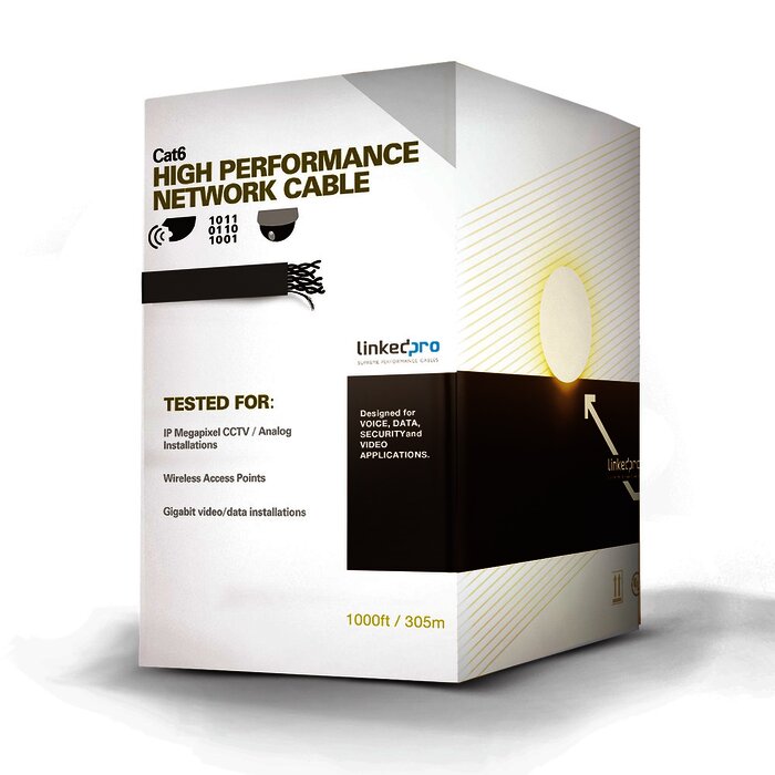 Bobina de cable UTP Cat6A de 305 mts, Color Azul, CM, soporta 10G-BaseT para transmisión de frecuencias de hasta 500MHz, UL