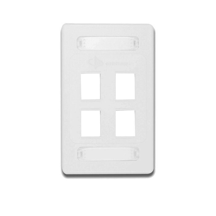 Placa de Pared Modular 10G MAX de 4 Salidas, Color Blanco, Versión Bulk (Sin Empaque Individual)