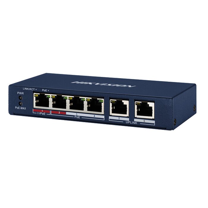 Switch PoE+ / 3 Puertos 100 Mbps 802.3 af/at (30 W) + 1 Puerto 100 Mbps HiPoE (60 W) / 2 Puertos Uplink / 250 Metros PoE Larga Distancia