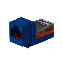 Conector Jack Estilo Leadframe, Tipo Keystone, Categoría 5e, de 8 posiciones y 8 cables, Color Azul