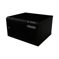 Gabinete con Puerta Ventilada para Montaje en Pared Cuerpo Fijo con Rack 19" de 6 Unidades.