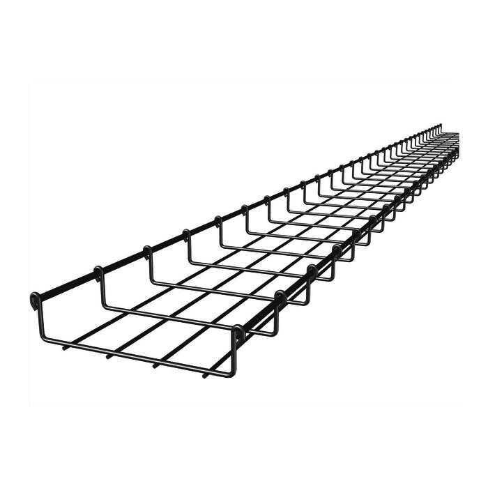 Charola tipo malla 33/200 mm, con acabado Electro Zinc, hasta 105 cables Cat6, tramo 3m