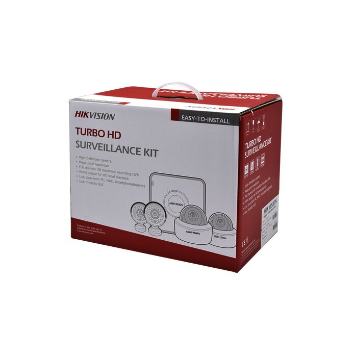 KIT TurboHD 1080p / Hik-Connect / DVR 8 Canales / 4 Cámaras Bala / Cables / Fuente de Poder Profesional