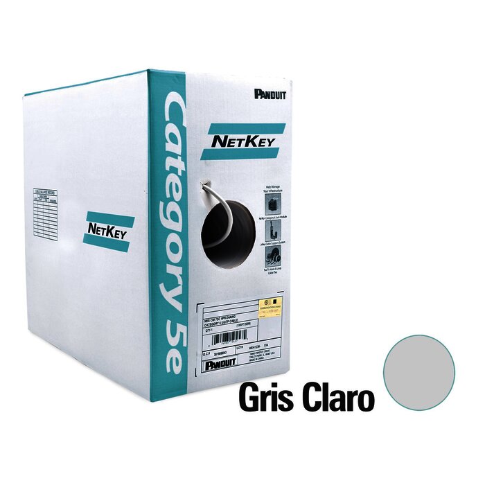 Bobina de Cable UTP 305 m. de Cobre, NetKey, Gris Claro, Categoría 5e (24 AWG), PVC (CM), de 4 pares