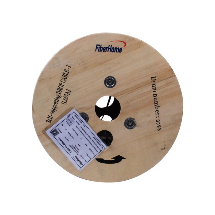 Carrete de 1 km de Fibra Óptica Aérea Mini Figura 8 G.657A2 tipo Drop, Monomodo de 1 Hilo, Color Negro