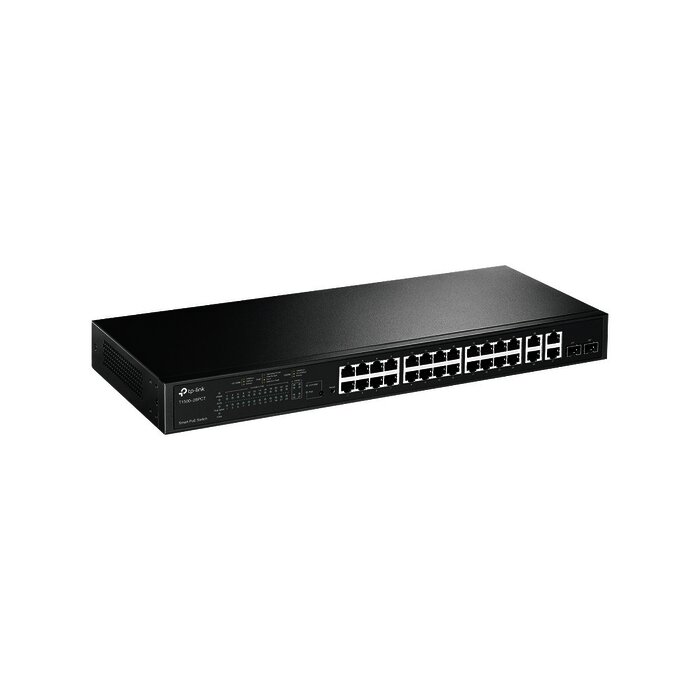 Smart Switch PoE+ administrable Capa 2, 24 puertos 10/100 Mbps, 4 puertos 10/100/1000 Mbps + 2 puertos SFP combo, 192 W