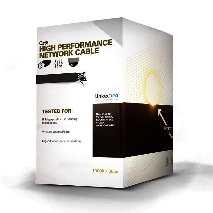 Cable Cat6+ CALIBRE 23, Intemperie con GEL DOBLE CHAQUETA, ETL, UL, color negro de 305 Metros, para Climas EXTREMOS