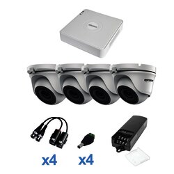 KIT TurboHD 720p / DVR 4 Canales / 4 Cámaras Eyeball 92° visión (exterior) / Transceptores / Conectores / Fuente de Poder Profesional