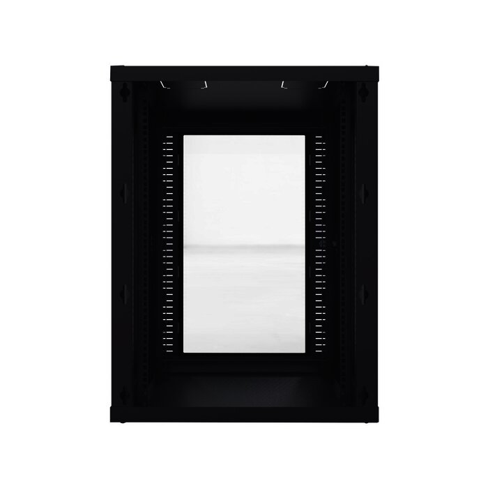 Gabinete para Montaje en Pared, Puerta de Cristal Templado, Cuerpo Fijo con Rack 19" de 24 Unidades