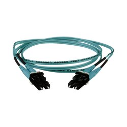 Jumper de Fibra Optica Multimodo 50/125 OM3, LC-LC Duplex, OFNR (Riser), Color Aqua, 1 Metro