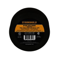 Cinta Eléctrica Para Aislar, de PVC, Trabajo Pesado, Grosor de 0.21 mm (8.5 mil), Ancho de 50 mm, y 20 m de Largo, Uso Interior/Exterior, Color Negro