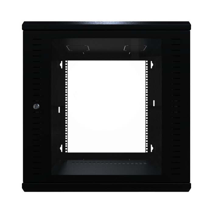Gabinete para Montaje en Pared, Puerta de Cristal Templado, Cuerpo Fijo con Rack 19" de 12 Unidades