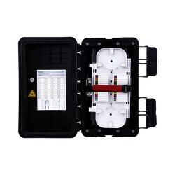 Caja de Distribución de Fibra Óptica, Hasta 96 Empalmes, Exterior IP65, Color Negro