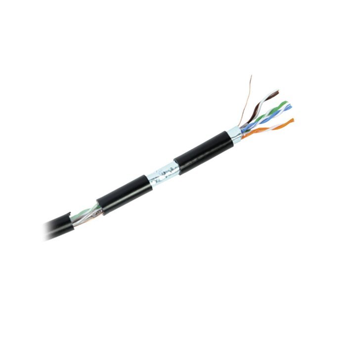 Bobina de 152.5 metros Cat6+ CALIBRE 23 Exterior Blindado tipo FTP Para Climas Extremos, UL para aplicaciones de CCTV y redes de datos. Para uso en Intemperie.