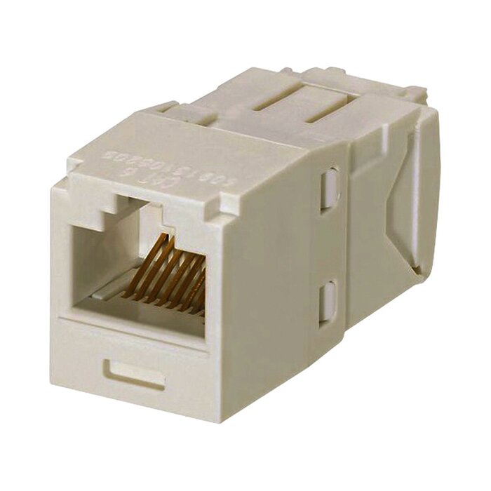 Conector Jack RJ45 Estilo TG, Mini-Com, Categoría 6, de 8 posiciones y 8 cables, Color Blanco Mate