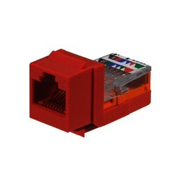 Conector Jack Estilo Leadframe, Tipo Keystone, Categoría 5e, de 8 posiciones y 8 cables, Color Rojo