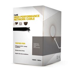 Bobina de cable de 305 m ( 1000 ft ) Cat5e, Aleación de Cobre y Aluminio ( CCA ), color Gris, Uso Interior.