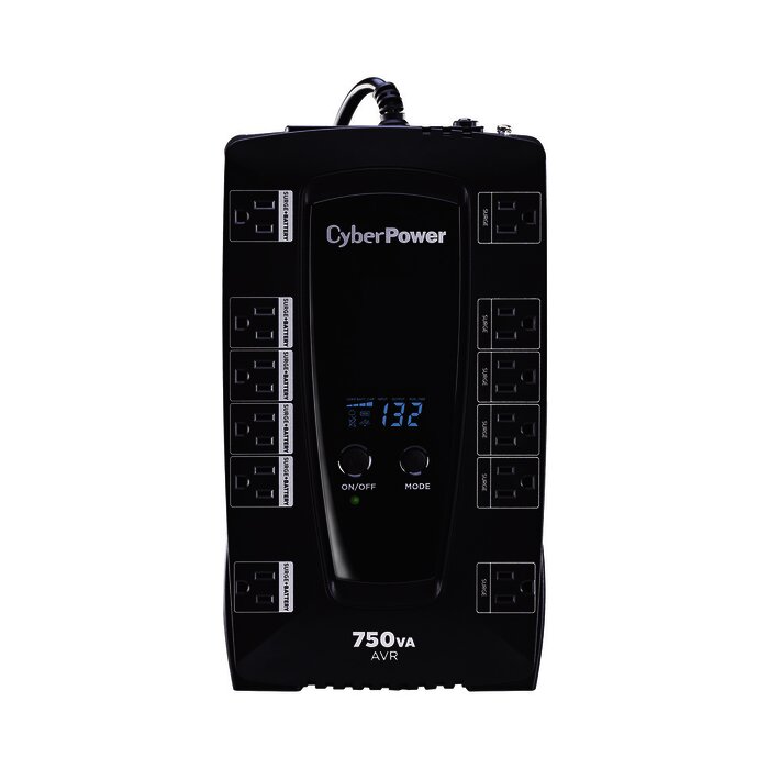 UPS de 750 VA/450 W, Topología Línea Interactiva, Entrada 120 Vca NEMA 5-15P, Tipo Gabinete Compacto, Con 12 Tomas NEMA 5-15R