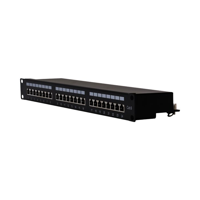Patch panel Blindado (STP) de 24 puertos Cat6, 19in