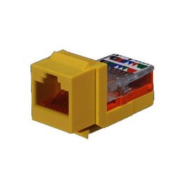 Conector Jack Estilo Leadframe, Tipo Keystone, Categoría 5e, de 8 posiciones y 8 cables, Color Amarillo