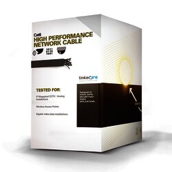 Bobina de Cable de 305 m (1000 ft) Cat6 aleacción de Cobre y Aluminio (CCA), color Negro Versión Económica. Uso en interior.