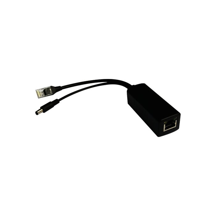 Cable divisor PoE pasivo de 48-55 Vcd @ 12 Vcd, 2 A. Aplicaciones como adaptar micrófonos en cámaras IP
