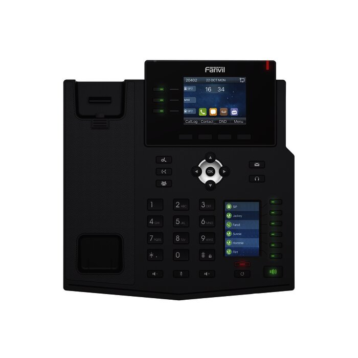 Teléfono IP Empresarial con Estándares Europeos, 12 lineas SIP con pantalla a color, 30 teclas DSS/BLF, puertos Gigabit, IPv6, Opus y conferencia de 3 vías, PoE/DC (incluye fuente).