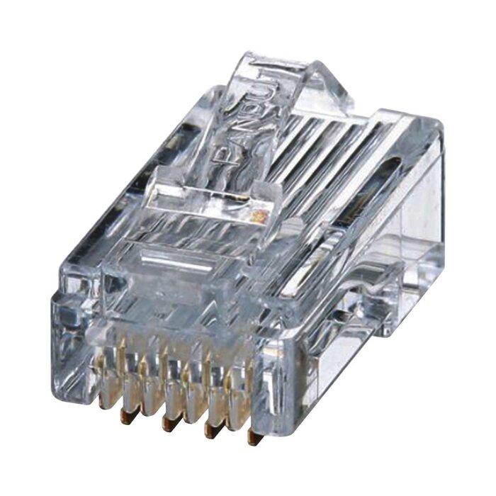 Plug RJ45 Cat5e, Para Cable UTP de Calibres 24-26 AWG, Chapado en Oro de 50 micras, Bolsa de 50 piezas