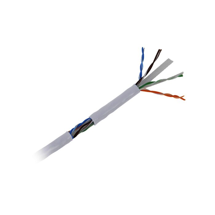 Bobina de Cable UTP de 305 m (1000 ft) Cat6 aleación de Cobre y Aluminio (CCA), color blanco, Uso exclusivo interior