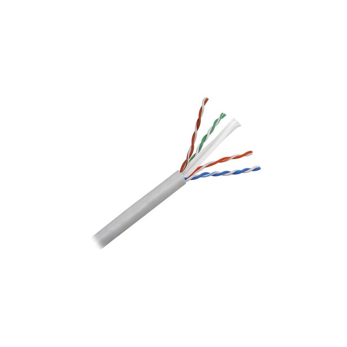 Bobina de Cable UTP 305 m. de Cobre, NetKey, Gris Claro, Categoría 6 (24 AWG), 1000Mbps, PVC (CM), de 4 pares