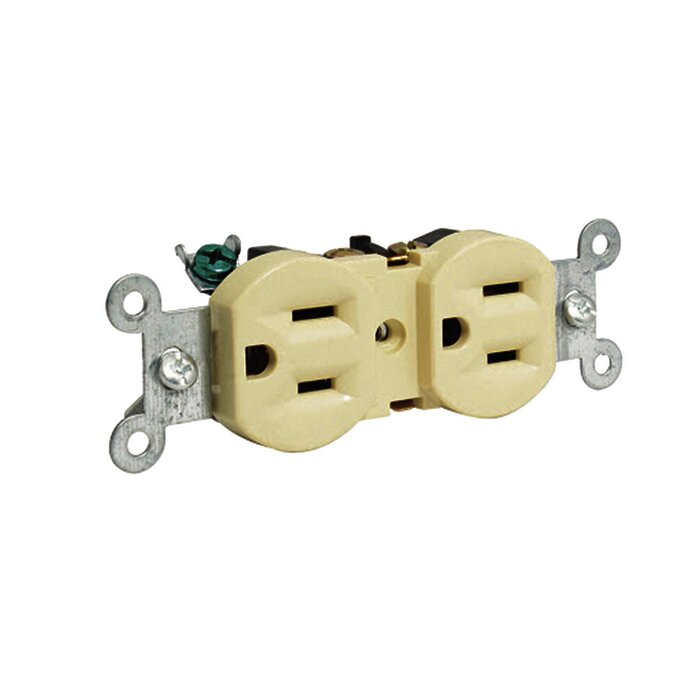 Contacto dúplex tapa marfil base negra 15A 127 Vca