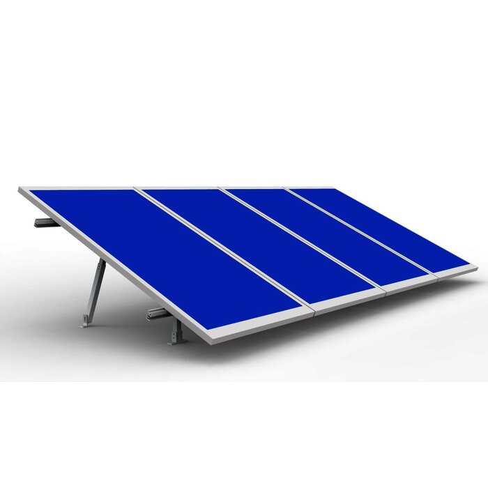 Montaje de aluminio para techo o piso de concreto, de alta resistencia y rápida instalación, arreglo 1x4 módulos fotovoltáicos de 40mm de espesor