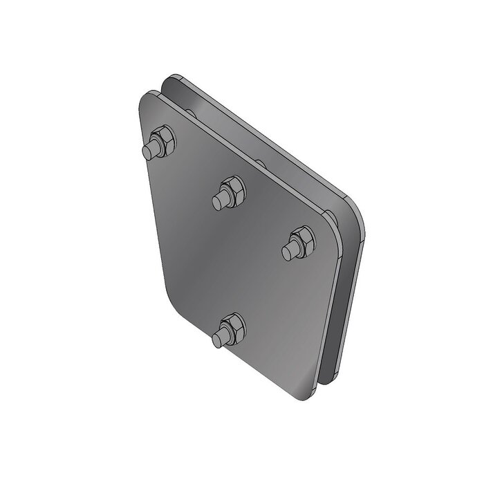 Placas igualadoras con tornillería y separadores, para 3 retenidas. Galvanizado en inmersión (20x20x30 cm).