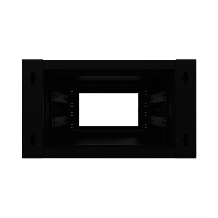 Gabinete Abatible de Pared (Con Marco Trasero) con Rack 19" de 6 Unidades. Ventana de Cristal Templado.