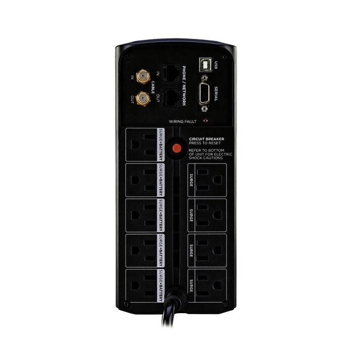 UPS de 1000 VA/600 W, Topología Línea Interactiva, Entrada 120 Vca NEMA 5-15P, Tipo Mini Torre, Con 9 Tomas NEMA 5-15R