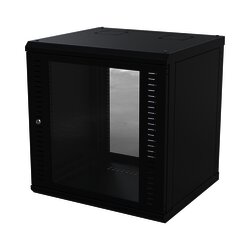 Gabinete para Montaje en Pared, Puerta de Cristal Templado, Cuerpo Fijo con Rack 19" de 12 Unidades