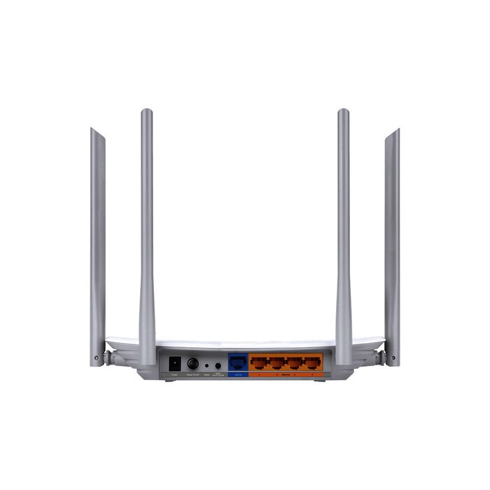 Router Inalámbrico doble banda AC, 2.4 GHz y 5 GHz Hasta 1200 Mbps, 4 antenas externas omnidireccional, 4 Puertos LAN 10/100 Mbps, 1 Puerto WAN 10/100 Mbps