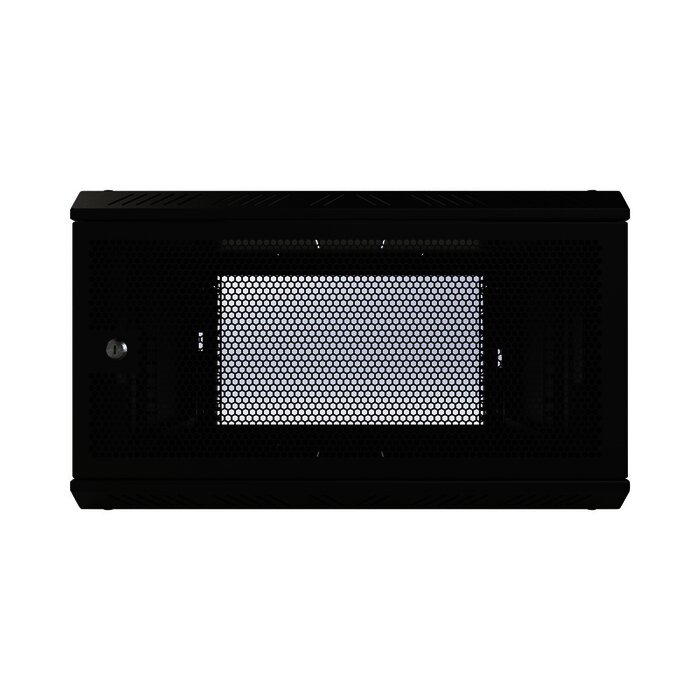 Gabinete con Puerta Ventilada para Montaje en Pared Cuerpo Fijo con Rack 19" de 6 Unidades.