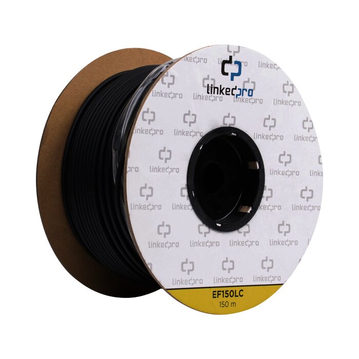 Carrete de Fibra Óptica Monomodo con conectores LC-LC Duplex, Reforzada con Kevlar, de 150 metros